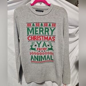 Merry Christmas Ya Filthy Animal Graphic Sweater NEW